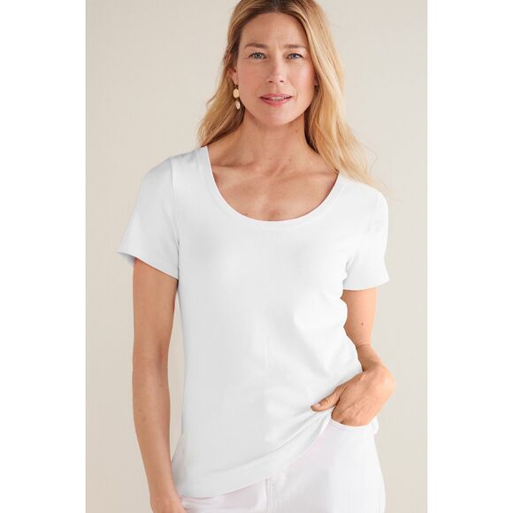 Soft Surroundings Tops - SOFT SURROUNDINGS SoftEssential Pima Short Sleeve Tee White L NEW